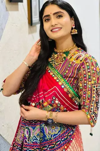 Navratri Printed Lehenga Choli in Heavy Muslin Cotton with Real Mirror Work