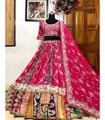 Navratri Printed Lehenga Choli in Heavy Muslin Cotton with Real Mirror Work
