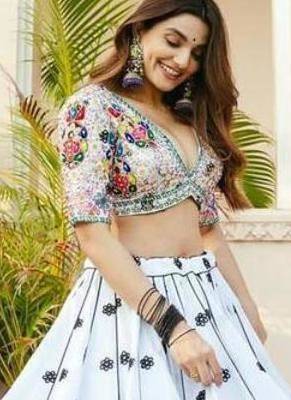 Navratri Printed Lehenga Choli in Heavy Muslin Cotton with Real Mirror Work 3