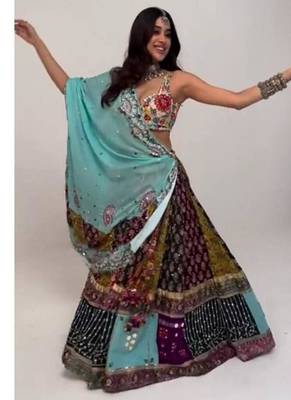 Navratri Printed Lehenga Choli in Heavy Muslin Cotton with Real Mirror Work 1