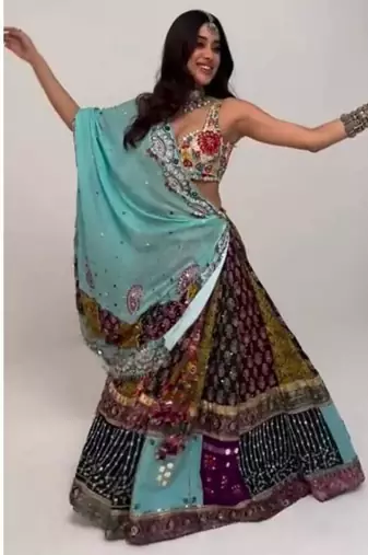 Navratri Printed Lehenga Choli in Heavy Muslin Cotton with Real Mirror Work