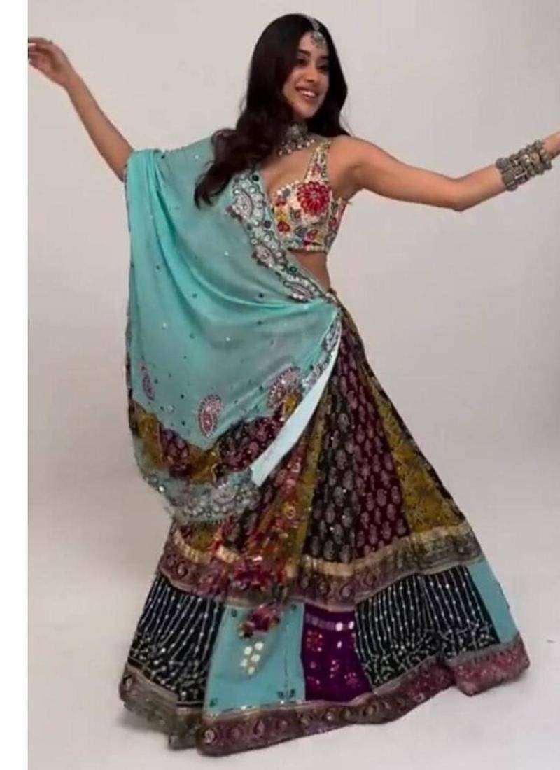 Navratri Printed Lehenga Choli in Heavy Muslin Cotton with Real Mirror Work