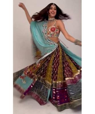 Navratri Printed Lehenga Choli in Heavy Muslin Cotton with Real Mirror Work 2