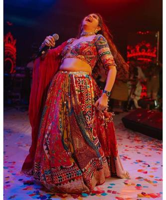 Navratri Printed Lehenga Choli in Heavy Muslin Cotton with Real Mirror Work 5