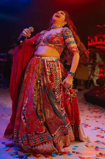 Navratri Printed Lehenga Choli in Heavy Muslin Cotton with Real Mirror Work
