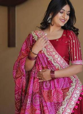 Navratri Printed Lehenga Choli in Heavy Muslin Cotton with Real Mirror Work 2