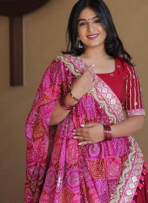 Navratri Printed Lehenga Choli in Heavy Muslin Cotton with Real Mirror Work 3