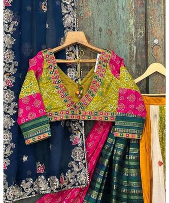 Navratri Printed Lehenga Choli in Heavy Muslin Cotton with Real Mirror Work 2