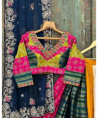 Navratri Printed Lehenga Choli in Heavy Muslin Cotton with Real Mirror Work 3