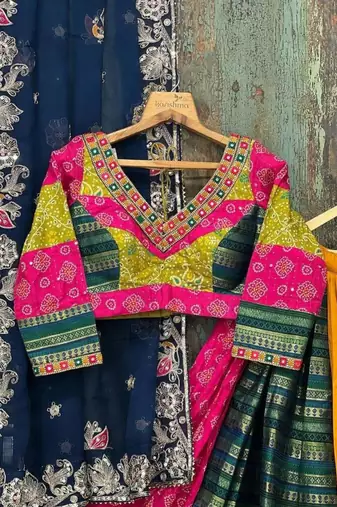 Navratri Printed Lehenga Choli in Heavy Muslin Cotton with Real Mirror Work