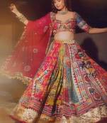 Navratri Printed Lehenga Choli in Heavy Muslin Cotton with Real Mirror Work