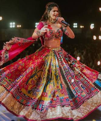 Navratri Printed Lehenga Choli in Heavy Muslin Cotton with Real Mirror Work 7