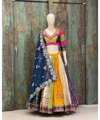 Navratri Printed Lehenga Choli in Heavy Muslin Cotton with Real Mirror Work 1
