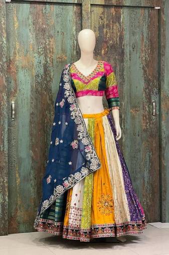Navratri Printed Lehenga Choli in Heavy Muslin Cotton with Real Mirror Work