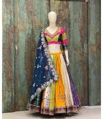 Navratri Printed Lehenga Choli in Heavy Muslin Cotton with Real Mirror Work