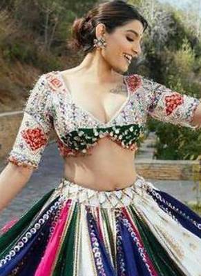 Navratri Printed Lehenga Choli in Heavy Muslin Cotton with Real Mirror Work 6