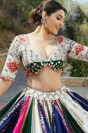 Navratri Printed Lehenga Choli in Heavy Muslin Cotton with Real Mirror Work