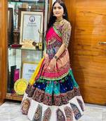 Navratri Printed Lehenga Choli in Heavy Muslin Cotton with Real Mirror Work