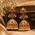 Gold plated ruby green stone jhumka earrings for women | wedding festive party wear