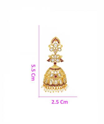 Gold plated kundan jhumka earrings for women | ethnic bridal wedding party wear earrings for women & girls 3
