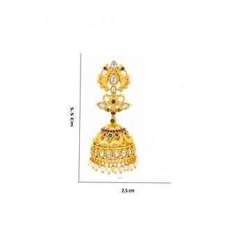 Gold plated temple jhumka earrings for women | ethnic bridal wedding party wear jewelry 3