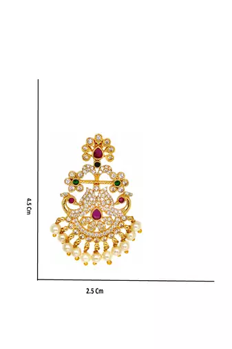 gold toned cz peacock chandbali earrings for women & girls | wedding, festive & party wear earrings