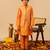 Bright orange embroidered taffeta kurta jacket set
