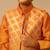 Bright orange embroidered taffeta kurta jacket set