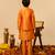 Bright orange embroidered taffeta kurta jacket set