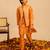 Bright orange embroidered taffeta kurta jacket set