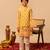 Pastel yellow printed cotton kurta jacket set