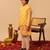 Pastel yellow printed cotton kurta jacket set