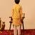 Pastel yellow printed cotton kurta jacket set
