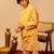 Pastel yellow printed cotton kurta jacket set