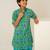 Turquoise blue floral printed cotton kurta set