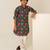 Teal green printed cotton kurta set