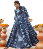 Printed cotton full flaired gown