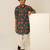Teal green printed cotton kurta set