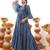 Printed cotton full flaired gown