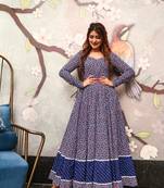 Printed cotton full flaired gown