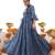 Printed cotton full flaired gown