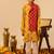 Mustard yellow red printed cotton kurta set
