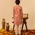 Light grey peach printed cotton kurta set