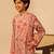 Light grey peach printed cotton kurta set