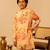 Yellow peach printed muslin kurta set