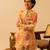 Yellow peach printed muslin kurta set