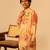 Yellow peach printed muslin kurta set