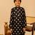 Jet black dot printed cotton kurta set