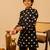 Jet black dot printed cotton kurta set