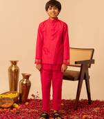 Hot pink organza kurta set